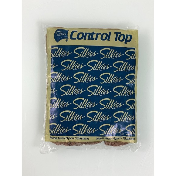 Vintage Silkies Control Top Hose with support legs Beige Size large NEW - Picture 1 of 2